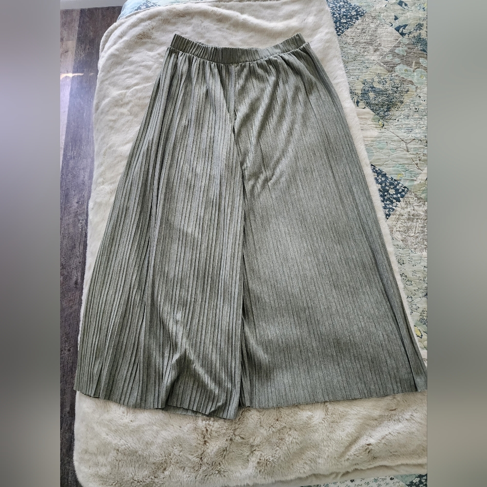 PURE JILL | Pleated Wide Leg Pants | Sage Green/Gray | Medium - Picture 3 of 8